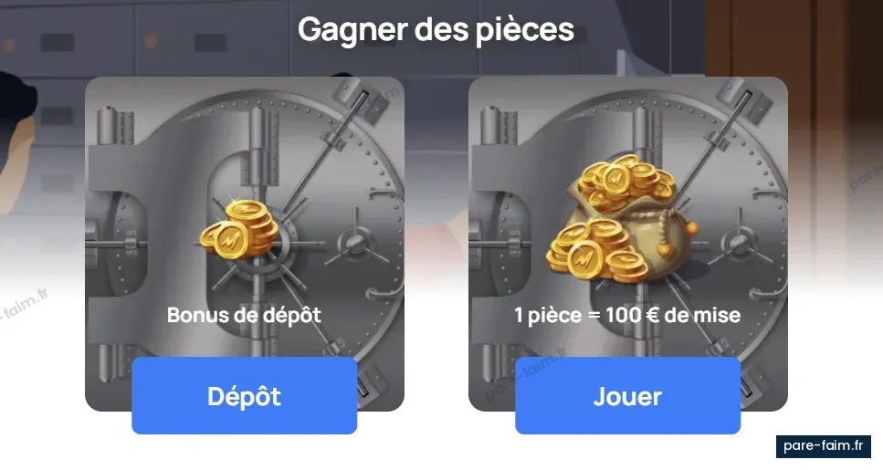 Boutique de Millionz Casino et système de pièces